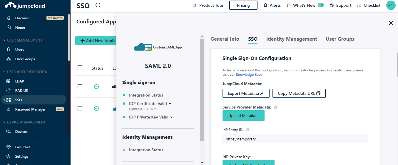 JumpCloud config in ngrok